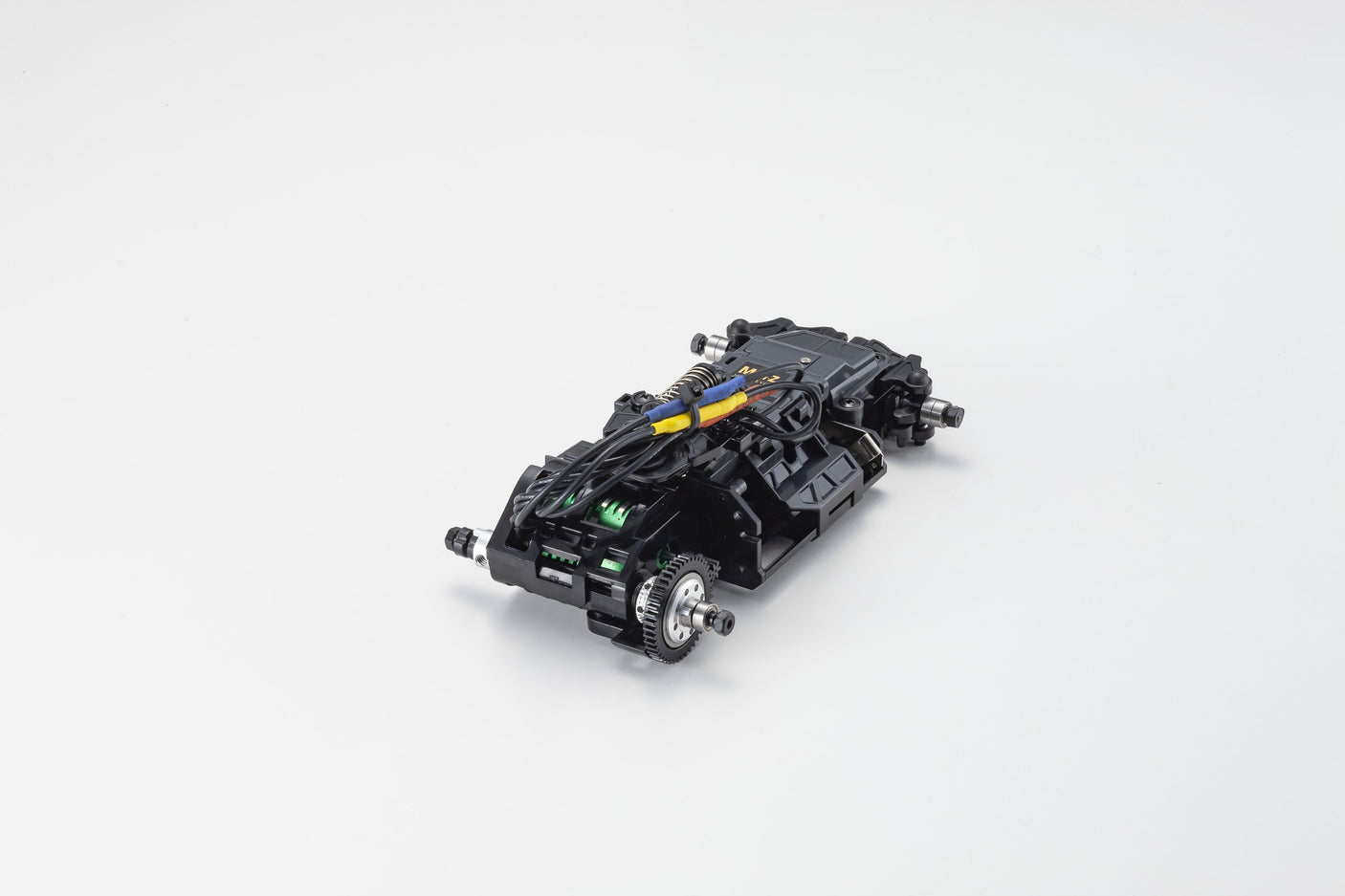 Kyosho MINI-Z Racer MR-04 EVO2 RC car chassis with N-MM2/4100KV motor, detailed view of the sleek, high-performance RC vehicle part.