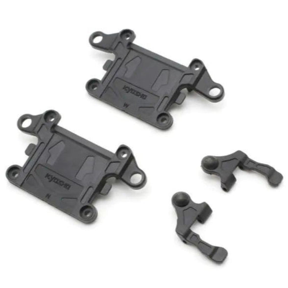 Kyosho Mini-Z MR-04 hard front suspension arm set for RC car, showing detailed plastic parts and assembly components.