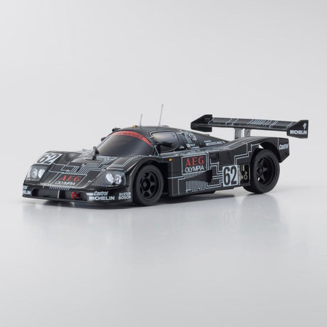 Kyosho Mini-Z RC car body for 1988 Sauber Mercedes C9, Le Mans #62, detailed plastic shell with sponsor decals and racing livery.