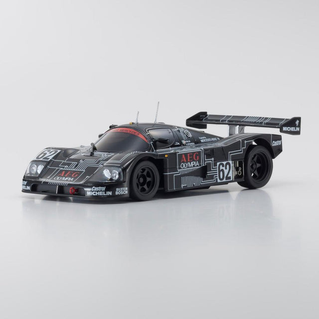 Kyosho Mini-Z RC car body for 1988 Sauber Mercedes C9, Le Mans #62, detailed plastic shell with sponsor decals and racing livery.