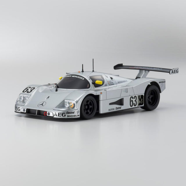 Kyosho Mini-Z RC car part featuring the 1989 Sauber Mercedes C9 Le Mans #63 body shell for model customization.