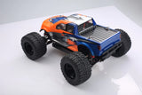 LC Racing EMB-MT 1/14 scale 4WD RTR monster truck with robust tires and detailed body, shown on a flat surface.