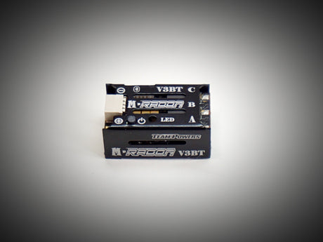 Team Powers M-Radon V3BT 30A Bluetooth RC car ESC showing circuit board and wiring for remote control operation.