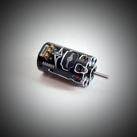 Team Powers MBX V4 Mini-Z sensored brushless motor for RC cars, shown with model specifications and wiring connections.