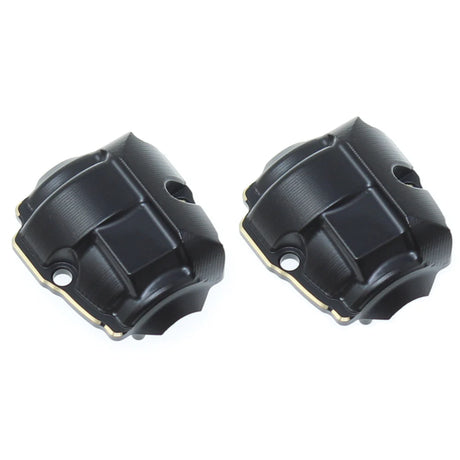 Redcat brass differential covers, pair of durable metal covers for RC car diffs, shown in a close-up image.