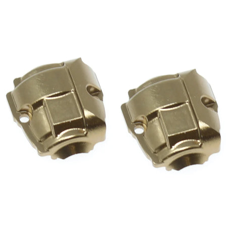 Pair of Redcat aluminum diff covers for RC cars, shiny silver finish, durable metal construction, designed for improved drivetrain protection.