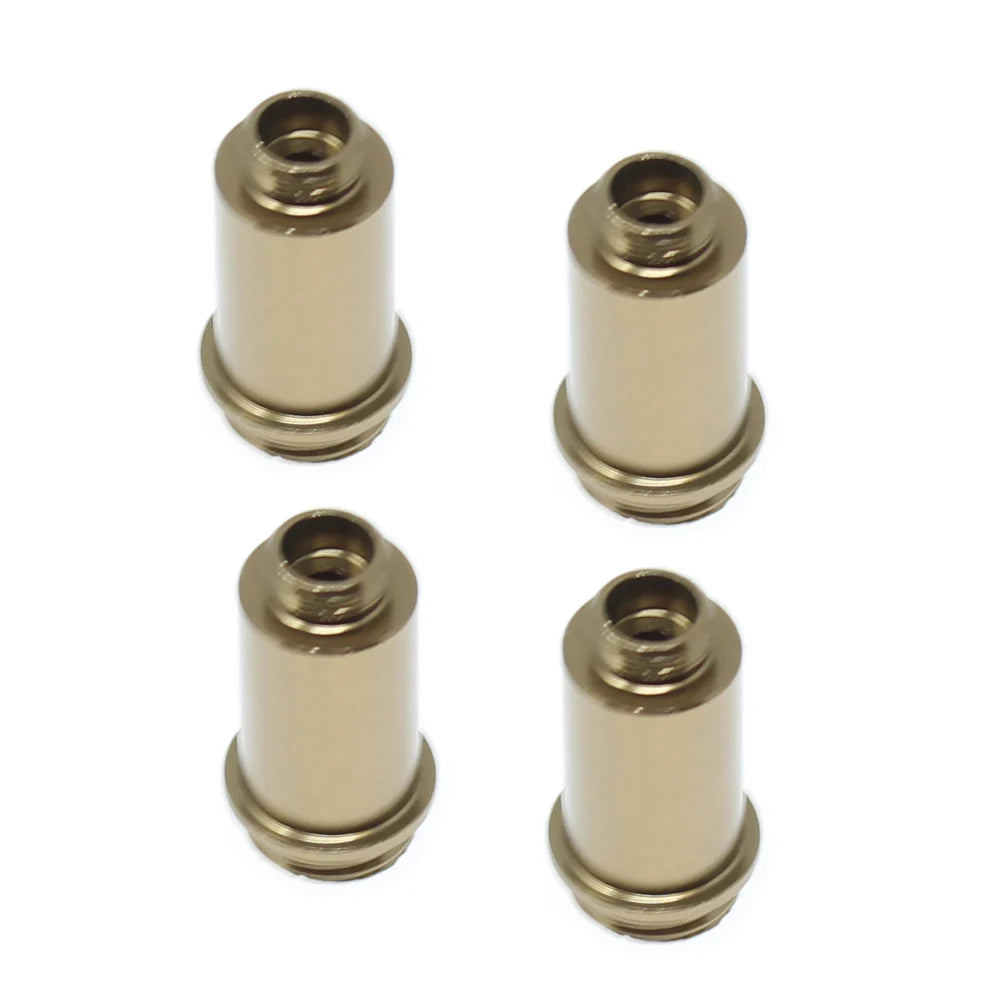 Redcat aluminum shock bodies for RC cars, set of four, showcasing durable metal construction and precise fit for shock absorbers.