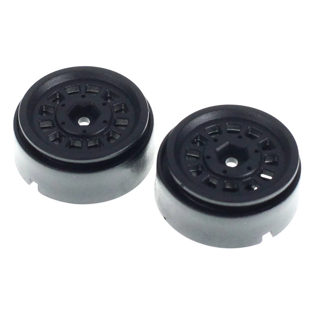 Redcat 1.3-inch APEX plastic beadlock wheels for RC cars, shown with detailed red and black wheel design.