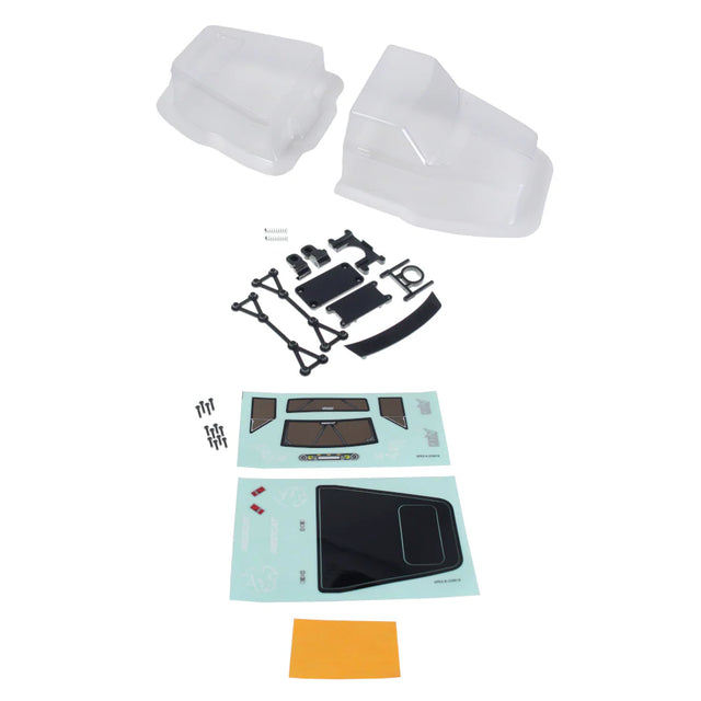 Redcat APEX clear Lexan RC car body uncut, showing the transparent, lightweight plastic shell for remote control vehicle customization