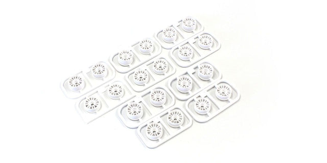 Kyosho Multi Offset Wheel Set II in white with RAYS RE30 design for mini-Z RC cars, featuring detailed wheel and tire craftsmanship.