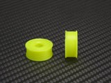 PN Racing 8.5x20mm flanged wheel with 0 offset in yellow, showing the detailed side view of the lightweight alloy rim.