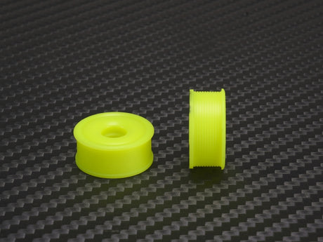 PN Racing 8.5x20mm flanged wheel with 0 offset in yellow, showing the detailed side view of the lightweight alloy rim.
