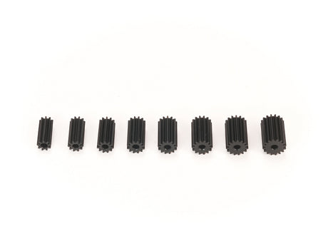 Two PN Racing Delrin 64P long pinion gears, durable plastic RC car parts, shown with detailed teeth and smooth finish.