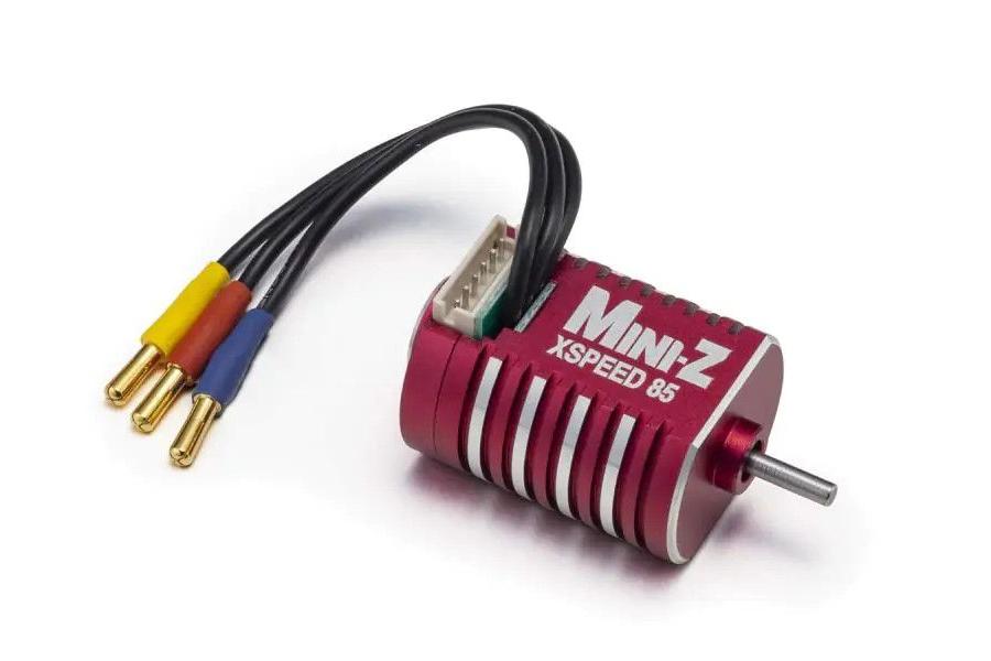 Kyosho Mini-Z XSPEED 85 sensored brushless motor (8500KV) for RC car upgrades, shown in image with detailed wiring and components.