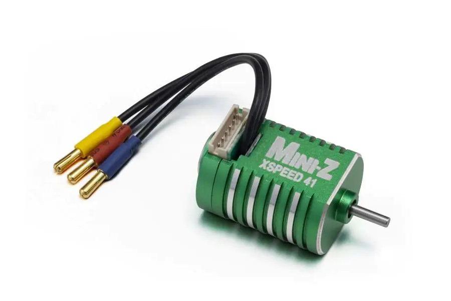 Kyosho Mini-Z XSPEED 41 sensored brushless motor (4100KV) for RC cars, shown in image with compact design and wiring connections.