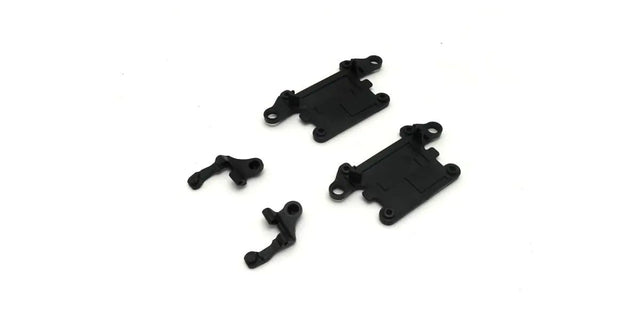 Kyosho Mini-Z MR-04 front suspension arm set for RC car, showing detailed plastic components and mounting points.