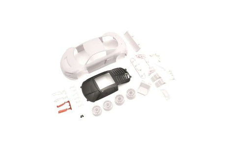Kyosho Mini-Z Audi R8LMS Night-R white body RC car parts, detailed close-up of the white vehicle body for Mini-Z model.