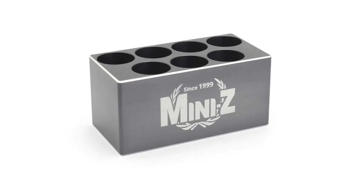 Kyosho Mini-Z SP Tool Stand for RC transmitters, black plastic with slots for holding tools and accessories.