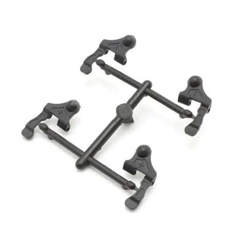 Kyosho Mini-Z MR-04 caster setting upper arm set for RC car suspension adjustment, shown in black with metal components.