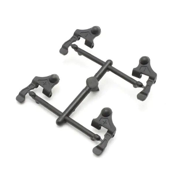 Kyosho Mini-Z MR-04 caster setting upper arm set for RC car suspension adjustment, shown in black with metal components.