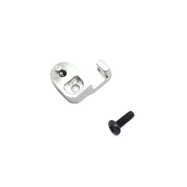 Kyosho Mini-Z RC car aluminum oil damper mount for MR-04 chassis, showing precise metal construction and mounting points.