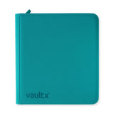 Ocean-blue Vault X Exo-Tech 12-pocket zip binder with durable design and multiple pockets for organizing documents and accessories.