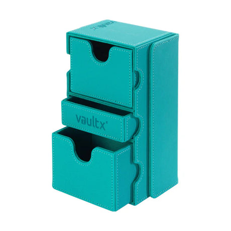 Vault X Exo-Tec Game Box 200+ in ocean blue with three compartments for storing gaming accessories and collectibles.