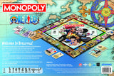 Hasbro Monopoly: One Piece board game featuring One Piece characters and game board with colorful design and game pieces.