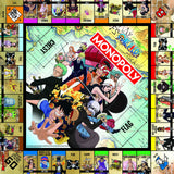 Hasbro Monopoly: One Piece board game with colorful game board featuring One Piece characters and classic Monopoly layout.