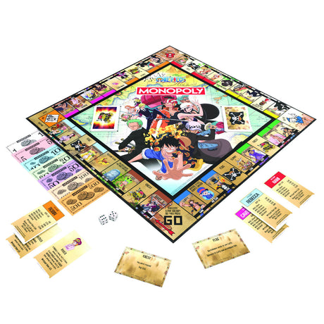 Hasbro Monopoly: One Piece board game featuring One Piece characters and themed game board for fans of the anime series.
