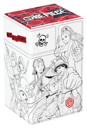 Ultimate Guard One Piece Flip'n'Tray 80+ card storage tray with a textured black surface and secure flip lid for trading card organization.