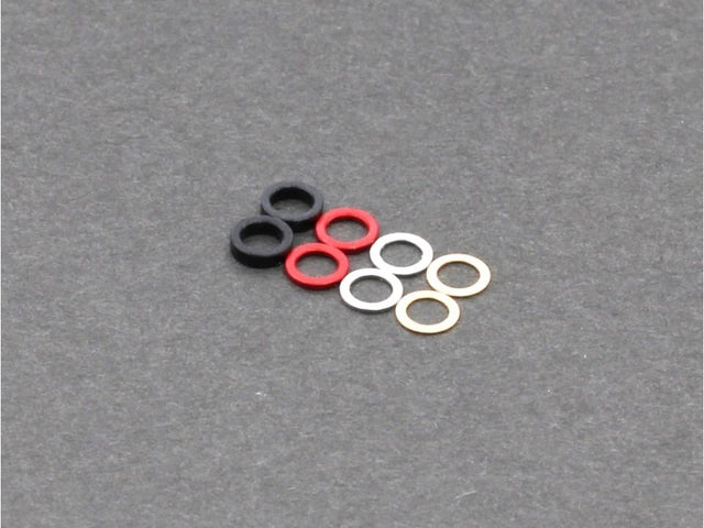 Radtec RC Mini-Z MR04 King Pin Shim Set showing small metal shims for RC car suspension adjustment.