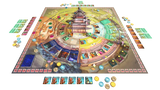 Ryozen board game by Tabula Games featuring detailed artwork of game components and colorful game pieces on a wooden table