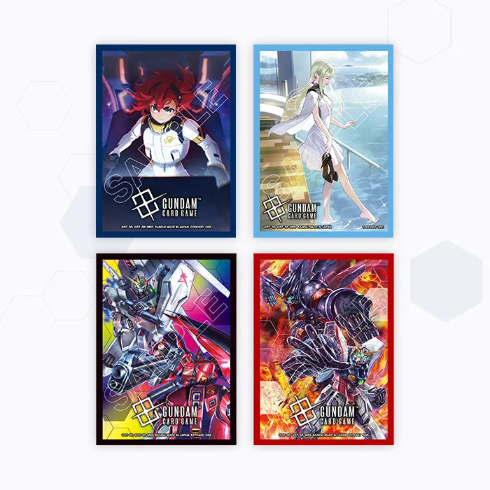 Bandai Gundam TCG official card sleeves 02 with Gundam-themed artwork, designed to protect trading cards during gameplay.