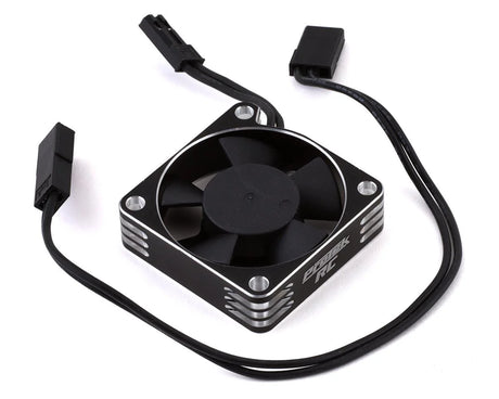 ProTek RC 35x35x10mm aluminum high-speed HV cooling fan for RC cars, silver and black color, with mounting screws visible