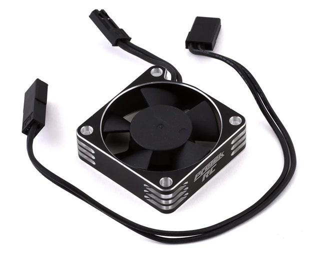 ProTek RC 35x35x10mm aluminum high-speed HV cooling fan for RC cars, silver and black color, with mounting screws visible