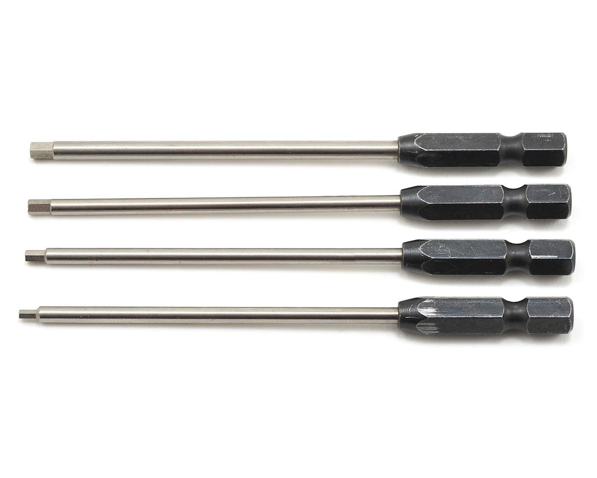 ProTek RC TruTorque metric 1/4-inch power drill tip set with 1.5, 2.0, 2.5, and 3.0mm drill bits displayed.