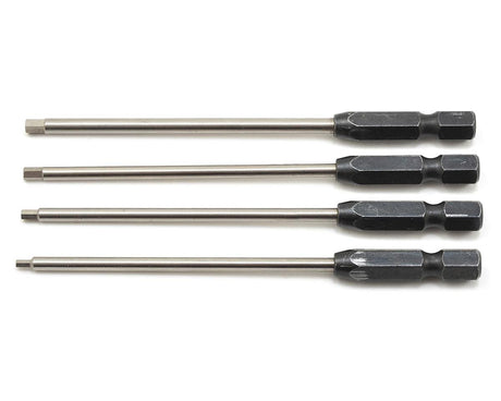 ProTek RC TruTorque metric 1/4-inch power drill tip set with 1.5, 2.0, 2.5, and 3.0mm drill bits displayed.