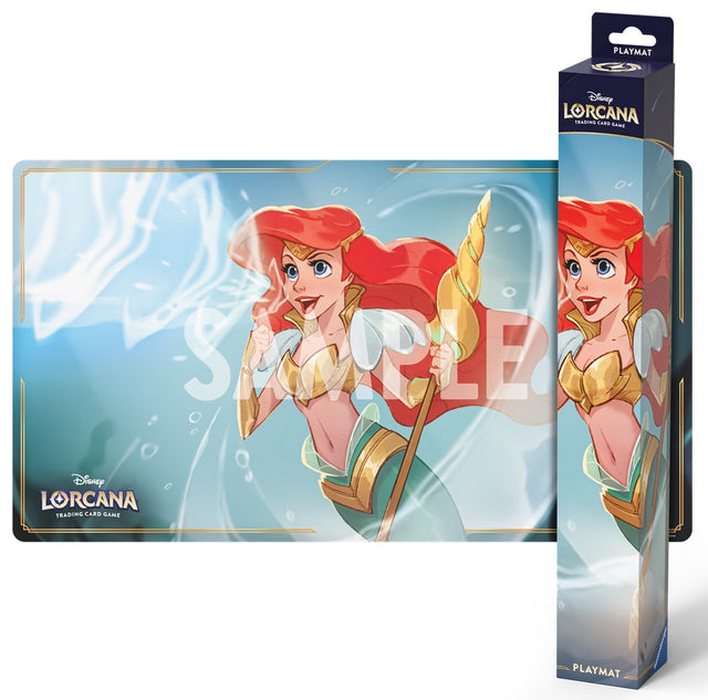 Lorcana TCG Ariel Sonic Warrior Winterspell playmat featuring vibrant artwork of Ariel in a winter scene for card gaming.