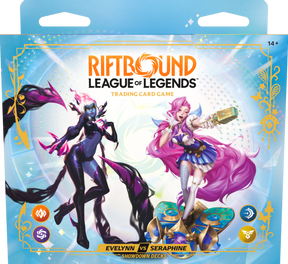 Riftbound Radiance Showdown deck by UVS Games featuring Evelynn and Seraphine illustrated cards for the game.