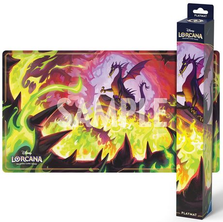 Lorcana TCG Dragon Fire Winterspell playmat featuring vibrant dragon and winter-themed artwork for collectible card games.