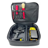Racers Edge Mini-Z RC car with padded carrying case, compact and protective for easy transport and storage.