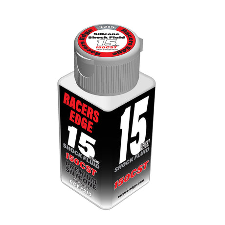 RC Car Racers Edge Pure Silicone Shock Oil 2.36oz bottle with black cap and clear label for shock absorber lubrication