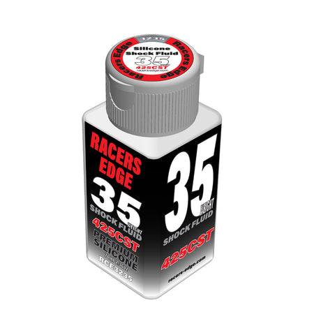 RC Car Racers Edge Pure Silicone Shock Oil 2.36oz bottle with label and nozzle for RC vehicle shock absorbers