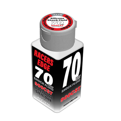 Racers Edge Pure Silicone Shock Oil for RC cars, 2.36oz bottle, used for lubricating and stabilizing RC car shocks.