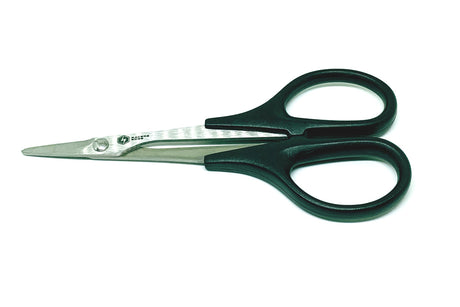 Racers Edge high-speed steel straight edge scissors for RC car maintenance, showing sharp blades and ergonomic handle design.