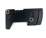 RC Car Racers Edge aluminum ride height and camber gauge used for adjusting RC car suspension and alignment.