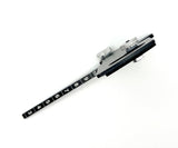 Racers Edge aluminum RC car ride height and camber gauge, silver tool for adjusting suspension and alignment.
