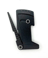 Racers Edge aluminum RC car ride height and camber gauge with digital display and measurement scales.