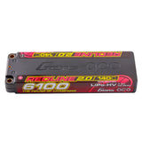 Gens Ace Redline 2.0 6100mAh 2S 140C HV LiPo battery for RC vehicles, featuring red and black design with branding labels